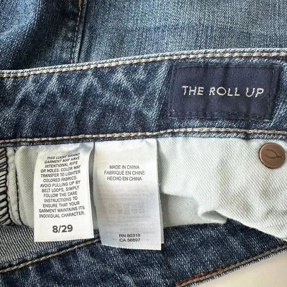 Lucky Brand The Roll Up Denim Jean Shorts Women’s Size 8/29 Medium Wash Cuffed - Picture 7 of 7